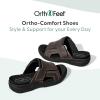 image:imageOrthofeet Mens Orthopedic Leather Sarasota Slide SandalsBrown
