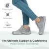 image:imageOrthofeet Womens Orthopedic Coral Stretch Knit Walking SneakerGray Leopard
