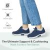 image:imageOrthofeet Womens Orthopedic Coral Stretch Knit Walking SneakerNavyLight Blue