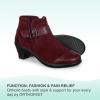 image:imageOrthofeet Womens Orthopedic Emma Heeled Leather Bootie with ZipperCherry
