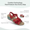 image:imageOrthofeet Womens Orthopedic Hope Adjustable Gladiator Wedge SandalRed
