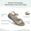 image:imageOrthofeet Womens Orthopedic Paloma Adjustable Leather SandalTaupe Metallic