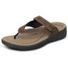 image:imageOrthofeet Mens Orthopedic Eldorado Adjustable Leather Thong SandalBrown