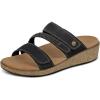 image:imageOrthofeet Womens Orthopedic Carrie Adjustable Leather Wedge SandalBlack