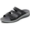 image:imageOrthofeet Womens Orthopedic Sahara Adjustable ThreeStrap Slide SandalBlack