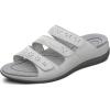 image:imageOrthofeet Womens Orthopedic Sahara Adjustable ThreeStrap Slide SandalBone