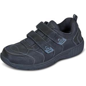 image:imageOrthofeet Mens Orthopedic Alamo Adjustable Strap Leather Walking SneakerBlack