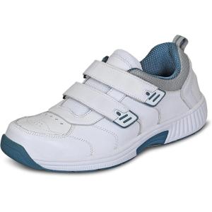 image:imageOrthofeet Mens Orthopedic Alamo Adjustable Strap Leather Walking SneakerWhite