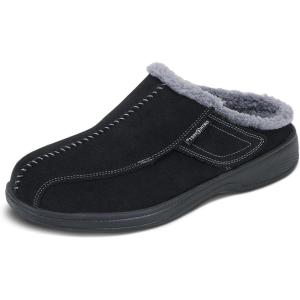 image:imageOrthofeet Mens Orthopedic Asheville Adjustable Faux Fur Lined SlipperBlack