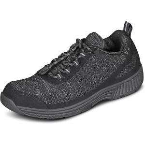 image:imageOrthofeet Mens Orthopedic Lava Stretch Breathable Walking SneakerNo Tie Black