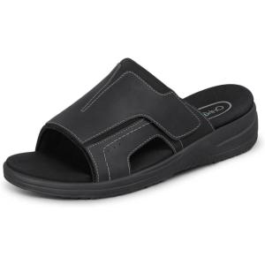 image:imageOrthofeet Mens Orthopedic Leather Sarasota Slide SandalsBlack