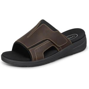 image:imageOrthofeet Mens Orthopedic Leather Sarasota Slide SandalsBrown