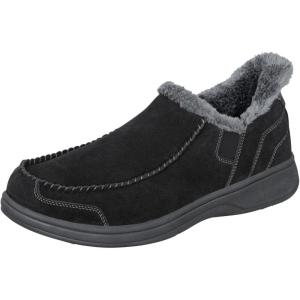 image:imageOrthofeet Mens Orthopedic Vito HandsFree WaterRepellent Faux Fur Lined SlipperBlack