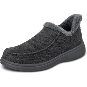 image:imageOrthofeet Mens Orthopedic Vito HandsFree WaterRepellent Faux Fur Lined SlipperCharcoal