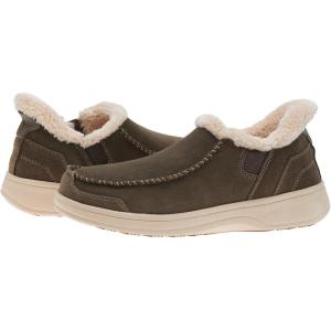 image:imageOrthofeet Mens Orthopedic Vito HandsFree WaterRepellent Faux Fur Lined SlipperDark Olive