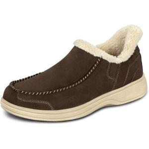 image:imageOrthofeet Mens Orthopedic Vito HandsFree WaterRepellent Faux Fur Lined SlipperLoden