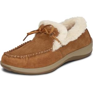 image:imageOrthofeet Womens Orthopedic Capri Faux Fur Lined Moccasin SlipperCamel