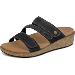 image:imageOrthofeet Womens Orthopedic Carrie Adjustable Leather Wedge SandalBlack