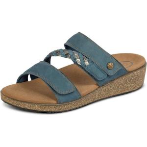 image:imageOrthofeet Womens Orthopedic Carrie Adjustable Leather Wedge SandalBlue