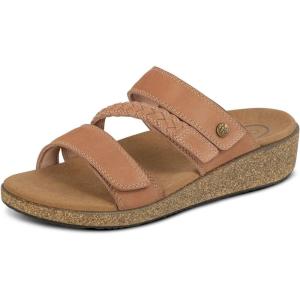 image:imageOrthofeet Womens Orthopedic Carrie Adjustable Leather Wedge SandalClay