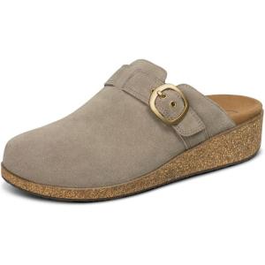 image:imageOrthofeet Womens Orthopedic Casey Adjustable Water Repellent Suede ClogTaupe