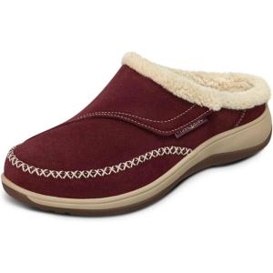 image:imageOrthofeet Womens Orthopedic Charlotte Adjustable Faux Fur Lined SlipperBordeaux