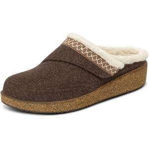 image:imageOrthofeet Womens Orthopedic Clara Adjustable Faux Fur Lined Wedge SlipperBrown