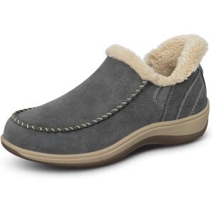 image:imageOrthofeet Womens Orthopedic Lorin HandsFree Faux FurLined SlipperGrey