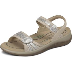 image:imageOrthofeet Womens Orthopedic Paloma Adjustable Leather SandalTaupe Metallic