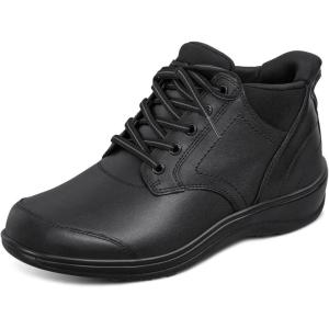 image:imageOrthofeet Womens Orthopedic Rosel HandsFree SlipResistant Leather BootBlack