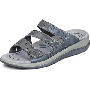 image:imageOrthofeet Womens Orthopedic Sahara Adjustable ThreeStrap Slide SandalGrey