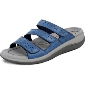 image:imageOrthofeet Womens Orthopedic Sahara Adjustable ThreeStrap Slide SandalIndigo Blue