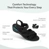 image:imageOrthofeet Womens Orthopedic Holly Adjustable Leather Wedge SandalBlack
