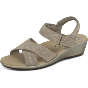image:imageOrthofeet Womens Orthopedic Holly Adjustable Leather Wedge SandalTaupe