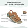 image:imageOrthofeet Womens Orthopedic Amalfi Adjustable Leather Gladiator SandalCamel