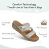 image:imageOrthofeet Womens Orthopedic Carrie Adjustable Leather Wedge SandalPlatinum