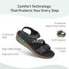 image:imageOrthofeet Womens Orthopedic Chloe Adjustable Leather Wedge SandalBlack
