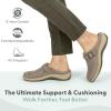 image:imageOrthofeet Womens Orthopedic Irma Adjustable Slip Resistant Leather ClogTaupe