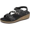 image:imageOrthofeet Womens Orthopedic Chloe Adjustable Leather Wedge SandalBlack