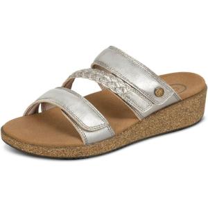 image:imageOrthofeet Womens Orthopedic Carrie Adjustable Leather Wedge SandalPlatinum