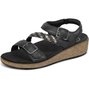 image:imageOrthofeet Womens Orthopedic Chloe Adjustable Leather Wedge SandalBlack