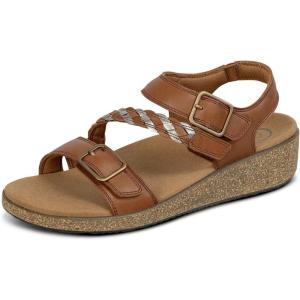 image:imageOrthofeet Womens Orthopedic Chloe Adjustable Leather Wedge SandalTan
