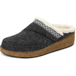 image:imageOrthofeet Womens Orthopedic Clara Adjustable Faux Fur Lined Wedge SlipperCharcoal