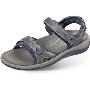image:imageOrthofeet Womens Orthopedic Malibu Adjustable ThreeStrap SandalPewter