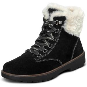 image:imageOrthofeet Womens Orthopedic Stella Faux Fur Lined Suede Lug Sole BootBlack