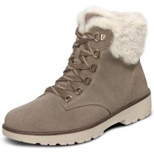 image:imageOrthofeet Womens Orthopedic Stella Faux Fur Lined Suede Lug Sole BootTaupe