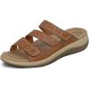 image:imageOrthofeet Womens Orthopedic Sahara Adjustable ThreeStrap Slide Sandal Tan Size 8