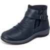 image:imageOrthofeet Womens Orthopedic Heidi Adjustable Slip Resistant Leather BootNavy