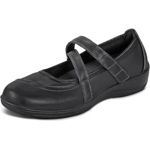 image:imageOrthofeet Womens Orthopedic Celina Adjustable Leather Mary Jane ShoeBlack