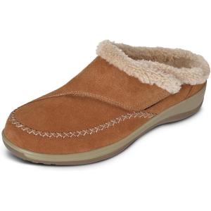 image:imageOrthofeet Womens Orthopedic Charlotte Adjustable Faux Fur Lined SlipperCamel